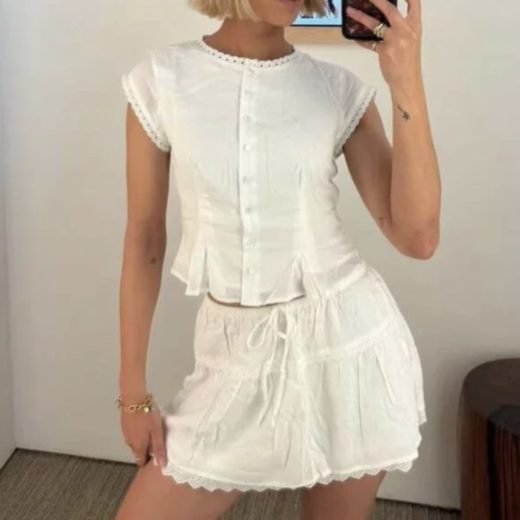 White Mini Skirt Sets